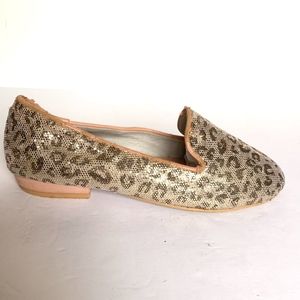 Black Martine Sitbon Gold Leopard Print Loafers